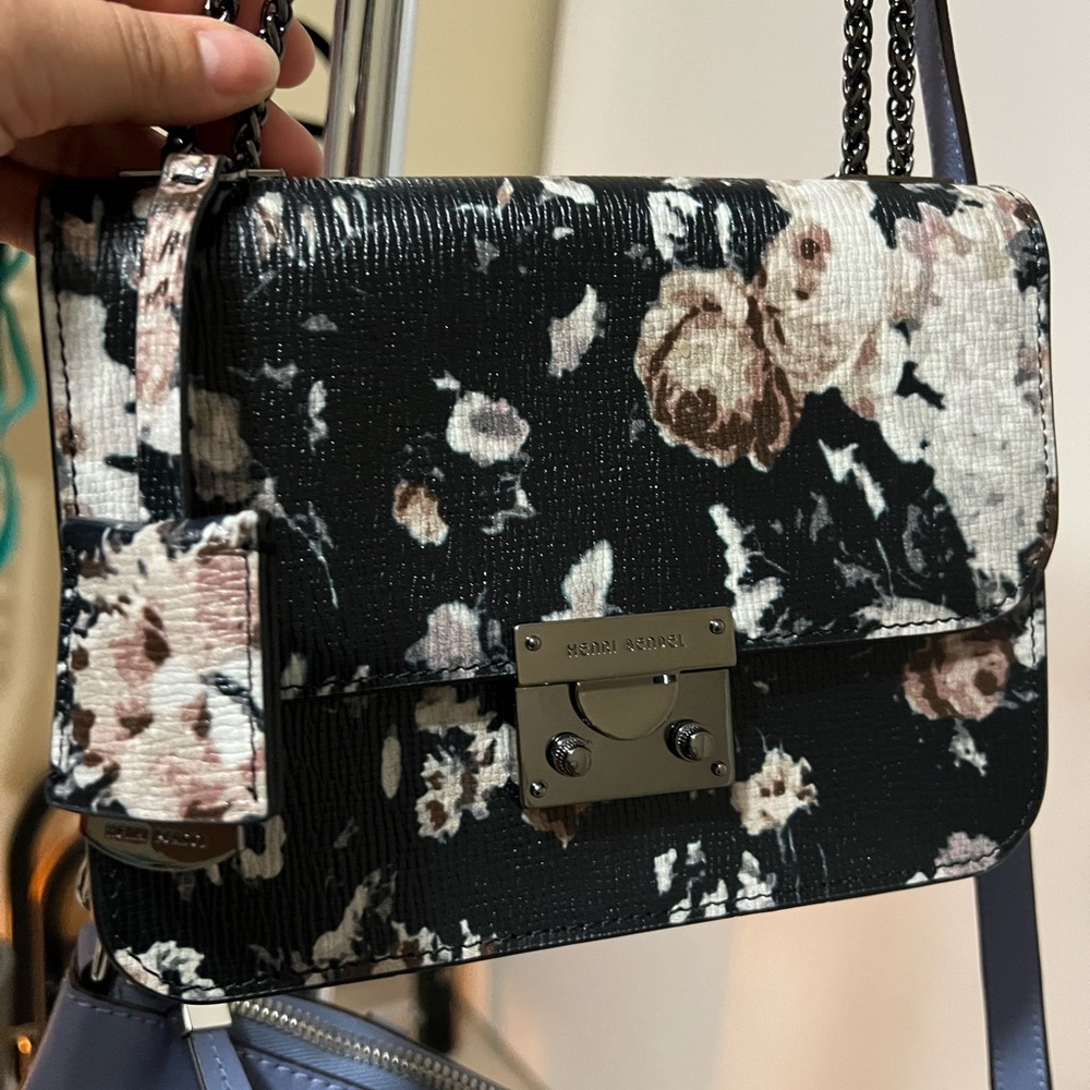 Floral Crossbody Bag - Black and White